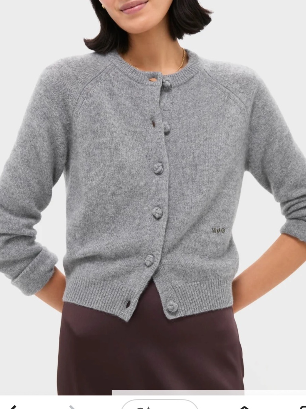 Tuckernuck Grey Cashmere Knot Button Phoebe Cardigan - Size M